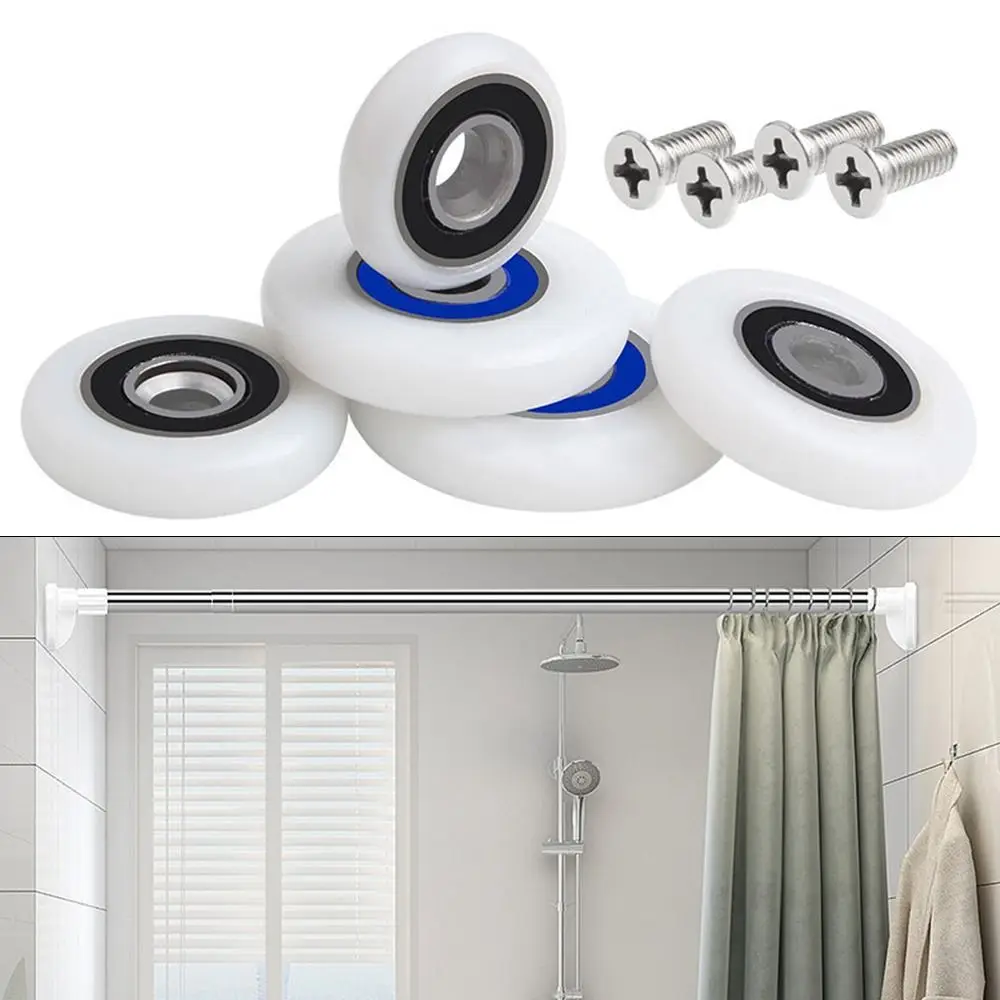 1Pcs/4Pcs New 19/23/25/27/29mm Shower Door Roller Fastener Hardware with Screw Runner Wheels Silent Nylon Sliding Door Pulley