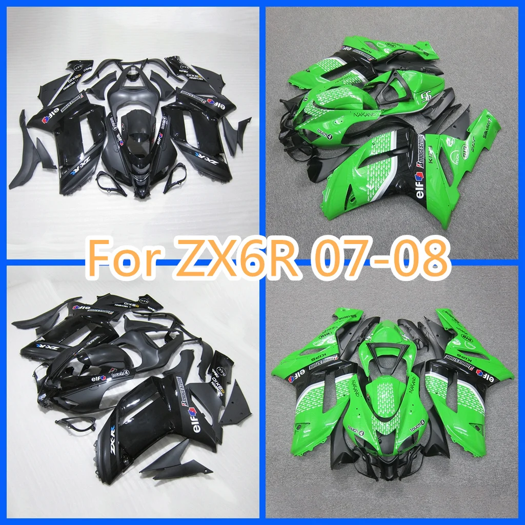 Hot Sale Fairing Kit for Kawasaki  Ninja 07 08 ZX-6R ZX 6R 2007-2008 ZX6R ABS Body Repair Aftermarket Parts  Free Custom