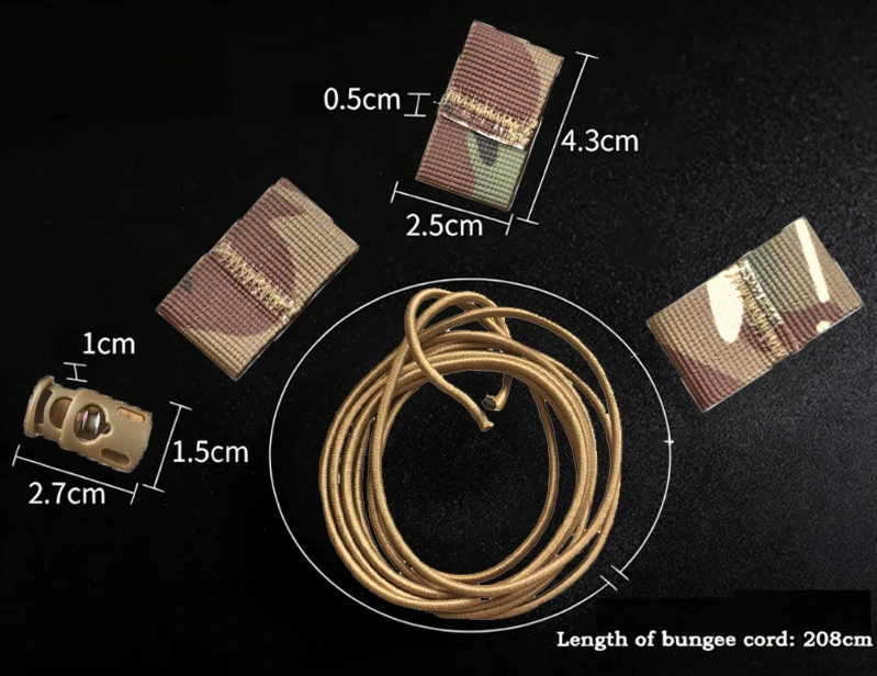 Taktischer Old Glory Flaggen-Bungee-Elastikverschluss, Stoßdämpferkordel, Molle-Gurtband-Schlaufe, Kordelstopper für sichere Befestigung – Detail 2