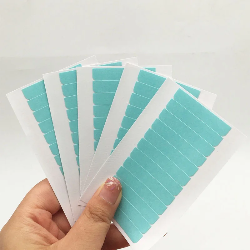 60 Pcs/Lot 5 Sheets 0.8cm*4cm Blue Super Thin Hair Tape for Double Side Tape Hair Extension 2 Months Lasting Hair Extension Tape