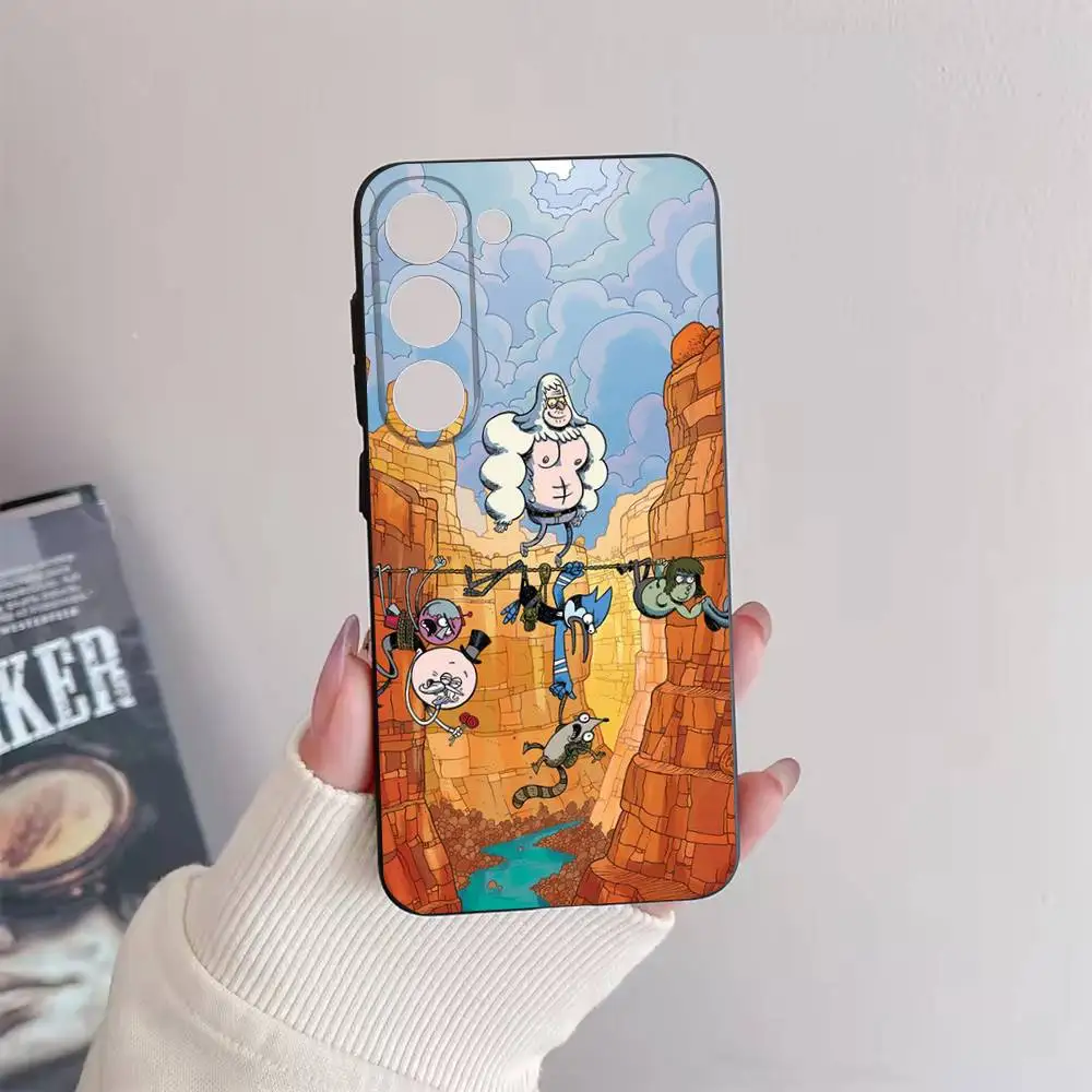 漫画 R-Regular Show 電話ケース Samsung Galaxy A 91、80、73、72、71、53、52、51、22、5G 耐衝撃ソフトブラックカバー