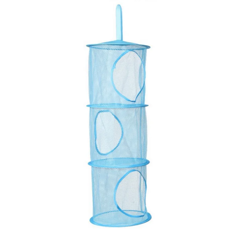 3 Shelf Hanging Storage Net Organizer Bag Bedroom Door Wall Closet Organizers Home Storages Cylindrical  Basket Hanging Cage