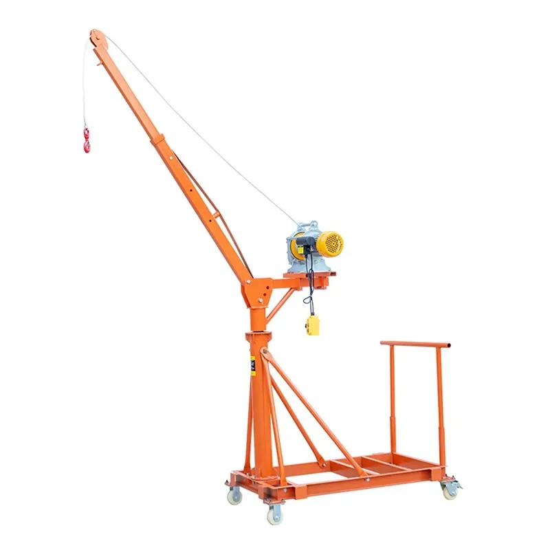 

Mobile small crane hand-cranked electric household 220V hoist lifting machine retractable lifting machine