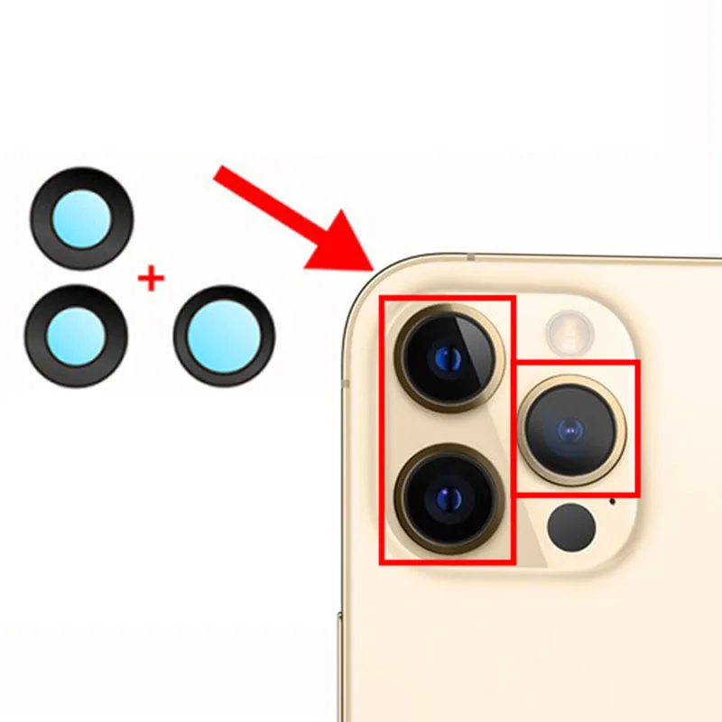 Objectif de caméra en verre cassé, pour iphone 11 11Pro 11pro Max 12 12Mini 12Pro 12ProMax 13 13Mini 13Pro 13PromMax