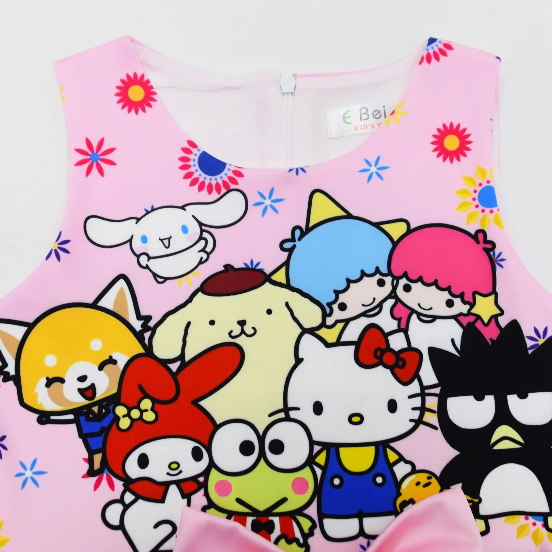 Kawaii Sanrios My Melodys Cinnamorolls Kuromis Princess Dress Cartoon Summer Thin Child Skirt Girls Casual Dresses