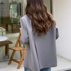 Grey Side Slit Petite Suit Jacket For Women 2025 Spring New Design Sensibility Niche Western-style Clothes Tailored Coat