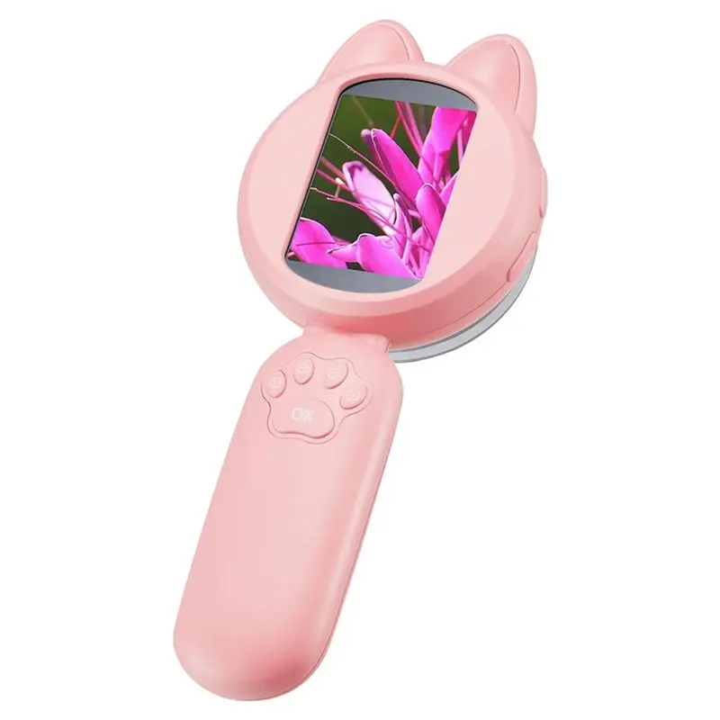 

Education Hobby Plants Insects-Handheld Magnifier With LED Light, Mini Digital Microscopy, 30W HD Camera-Pink-[Acebya]