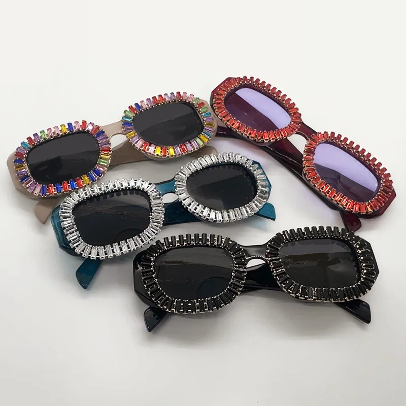 Neue 2026 Bunte Quadratische Diamant Sonnenbrille Frauen Mode Ozean Objektiv Strass Shades UV400 Sonnenbrille Weibliche Brillen Gafas – Detail 2