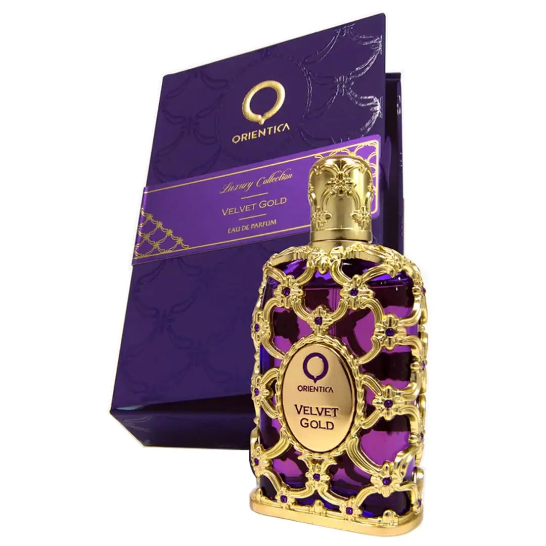 Al Haramain Orientica Velvet Gold - Un abrazadera de terciopelo de ámbar cálido y floral, lujoso perfume árabe para mujer, 2,7 oz