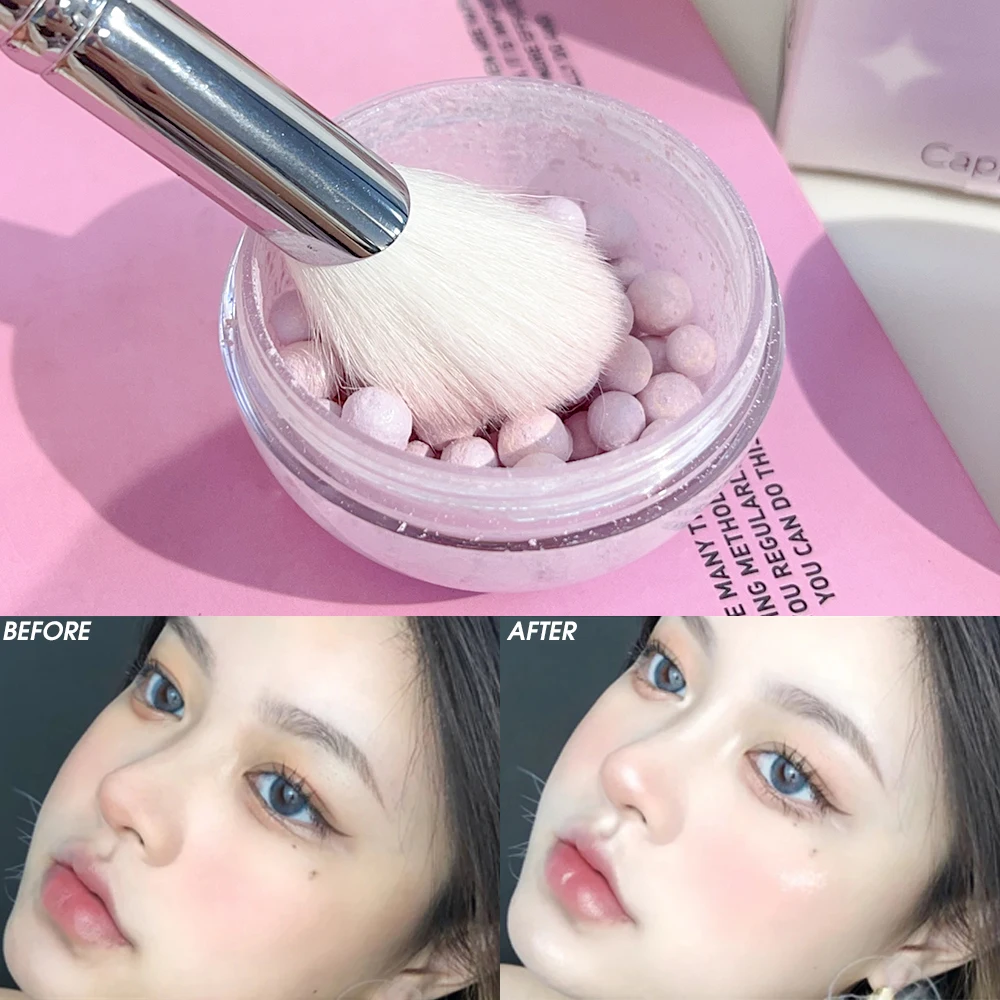 Highlight Pearl Blush Ball Natural Bright Glow Face Body Highlighter Powder Long-lasting Brightening 3D Shimmer Contouring Blush