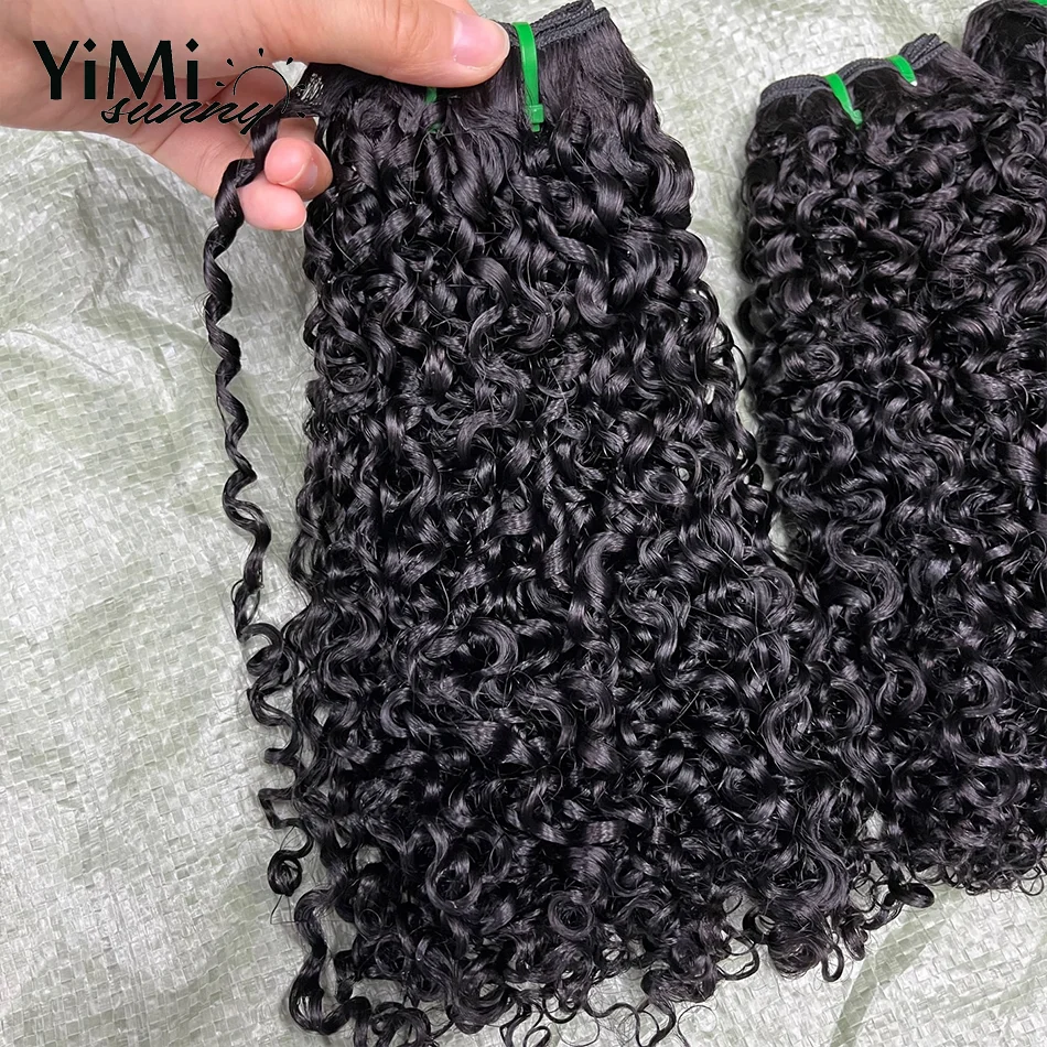 Mechones de cabello humano rizado birmano 3C 4A para mujer, extensión mongol con cierre de encaje transparente 4x4, 3 mechones