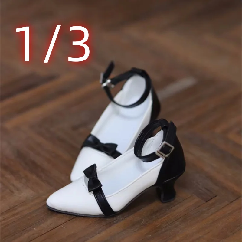 

Кожаные элегантные туфли на высоком каблуке с бантом и одной пряжкой, простые кукольные туфли 1/3 с острым носком, игрушки, черный, белый, коричневый, аксессуары для кукол для девочек