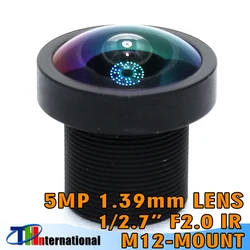 Fisheye 5.0 MegaPixel 1.39mm Lens Wide-angle 180 Degree MTV M12 x 0.5 Mount Infrared Night Vision Lens For CCTV Security Camera