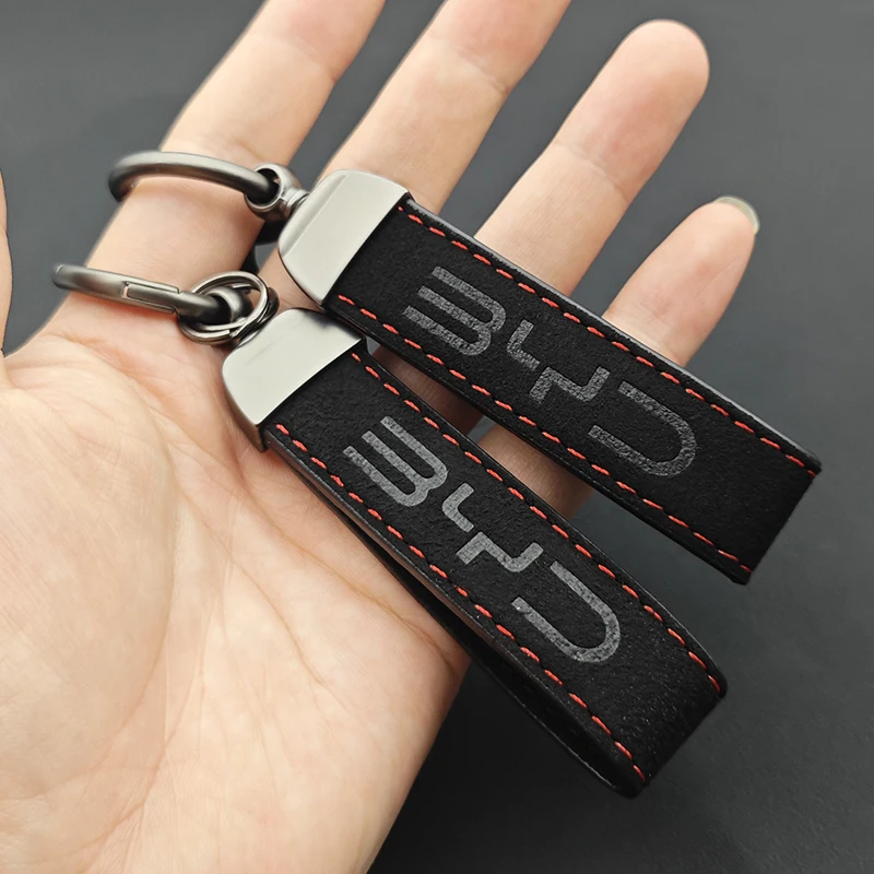 Neue Männer Frauen Luxus Wildleder Leder Schlüsselbund Logo BYD Schlüsselanhänger Für BYD Tang Han DM Atto 3 Siegel Delphin Auto Schlüsselbund Zubehör