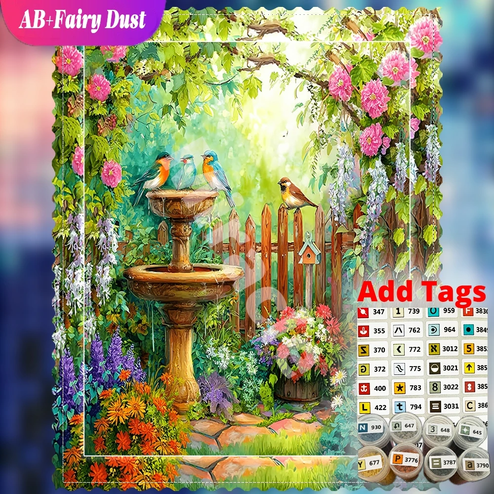 AB Fairy Dust DIY Diamond Mosaic Landscape Romantic Full Square Round Painting garden fountain archway Embroidery Decor For Home