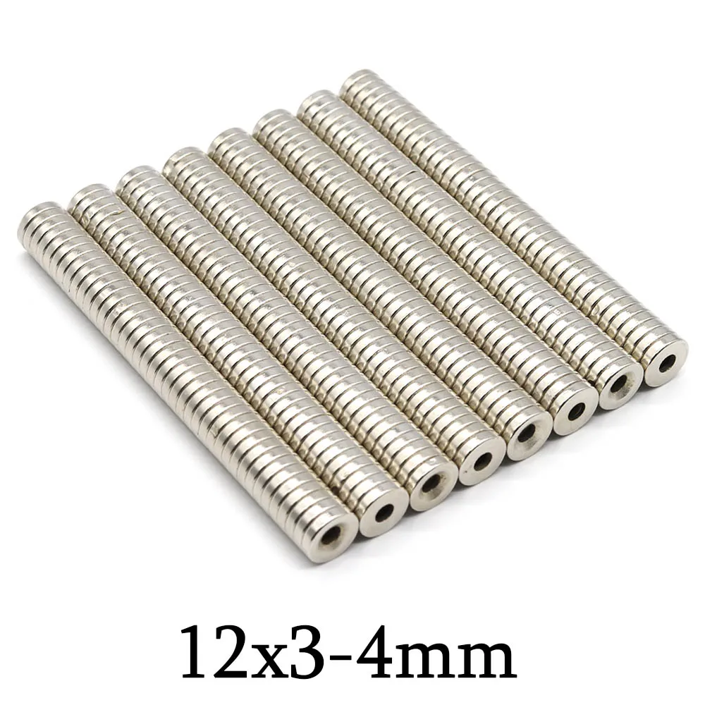 

12x3-4mm Super Strong Round Neodymium Magnet Powerful with holes Magnets N35 small Permanent Magnetic NdfeB Refrigerator Magnet