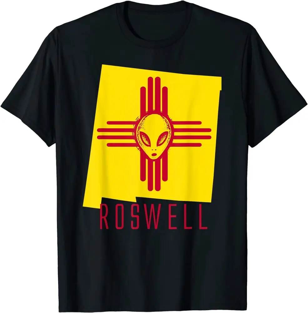 Roswell, New Mexico Flag Space Aliens NM Science Fiction T-Shirt Fun Printed Clothing Y2K Summer