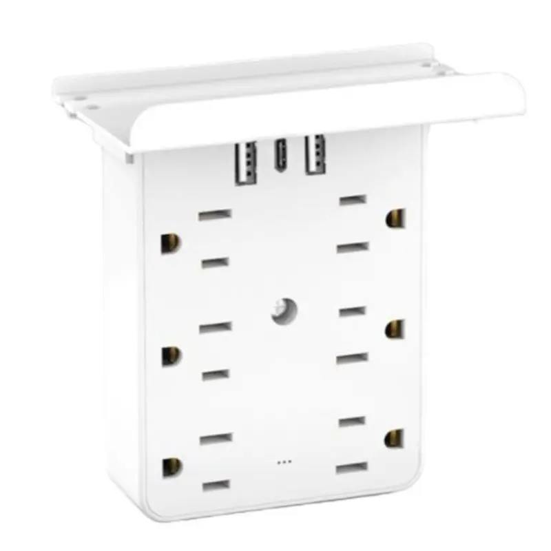 

2025 Trend Multi-Function Outlet Extender With Night Light 10-In-1 Wall Mount Desktop Desk Organizer For Home/Office US Plugs US