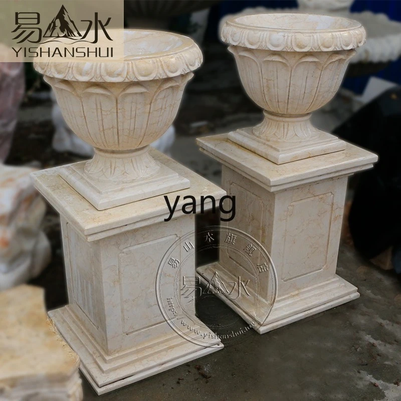 LMM Stone Bowl Flower Pot Natural Stone Villa Hotel Park Entrance Decoration