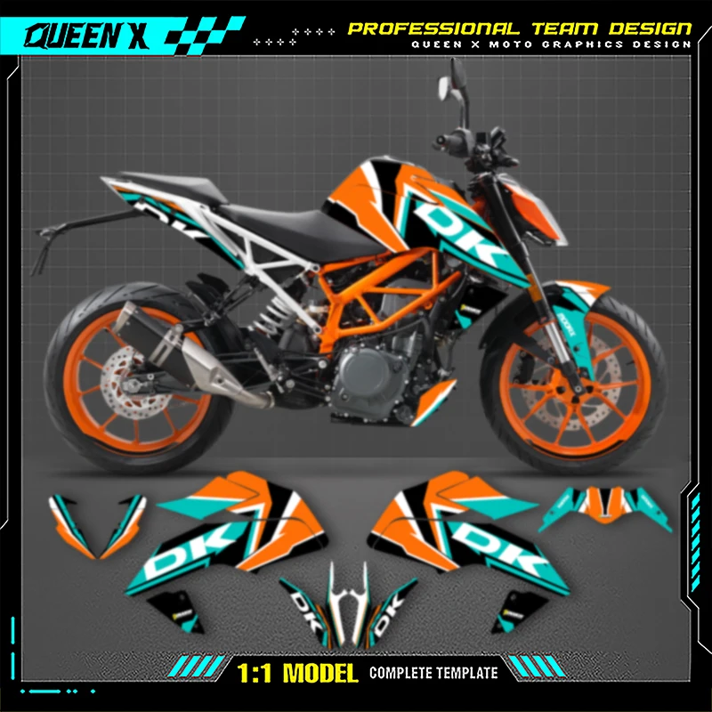 

Queen X MOTOR Graphics Decals Stickers Kits For KTM DUKE125 390 2020 2019 2018 2017 Motorcycle Accessories Numer Name Custom 005