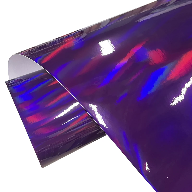 

Premium Gloss Holographic Chrome Purple Vinyl Wrap Roll Self Adhesive Decal Automotive Car Wrapping Film