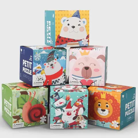 아메리칸 칼리지 스타일 체크 무늬 세트 여성, 투피스 타이 업 스윙 칼라 조끼 탑과 쁘띠 짧은 스커트ALine 스커트 15_하트알리 미니 24 조각 어린이 종이 퍼즐 어린이 쁘띠 퍼즐 조기 교육 장난감 지적 장난감 3 세 영어 포장