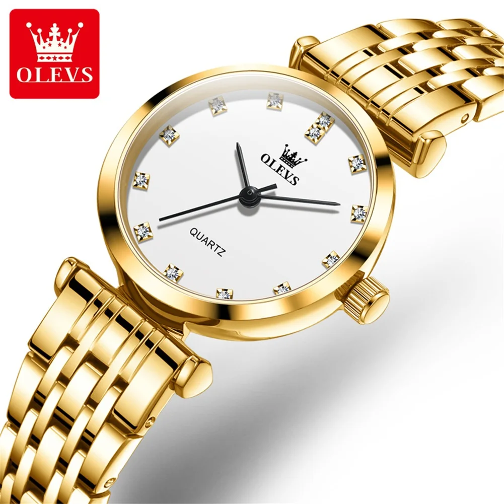 OLEVS Relógio de quartzo impermeável para mulheres, 5596 diamante, elegante relógio de pulso, marca superior, negócio, original, luxo, 2024