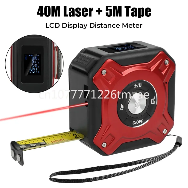 USB Charging 40M Building Laser Rangefinder 5M Taping Device Backlight LCD Screen 2 in 1