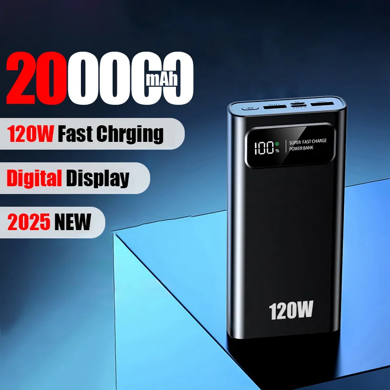 Lenovo Ultra Large Capacity 120W Super Fast Charging LED Digital Display Mobile PowerBank Portable External Battery For IPhone