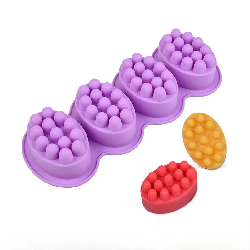 3D Silikon-Seifenform Ovale Massageform, Seifenherstellungswerkzeug für Massagetherapie, Spa-Seifenform Bastelzubehör 1 Stück