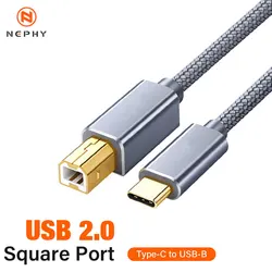 Gold plated USB B to USB C Printer Cable Type C Printer Cord Nylon Braided Wire for Yamaha Casio Digital Piano DJ Controller 3M