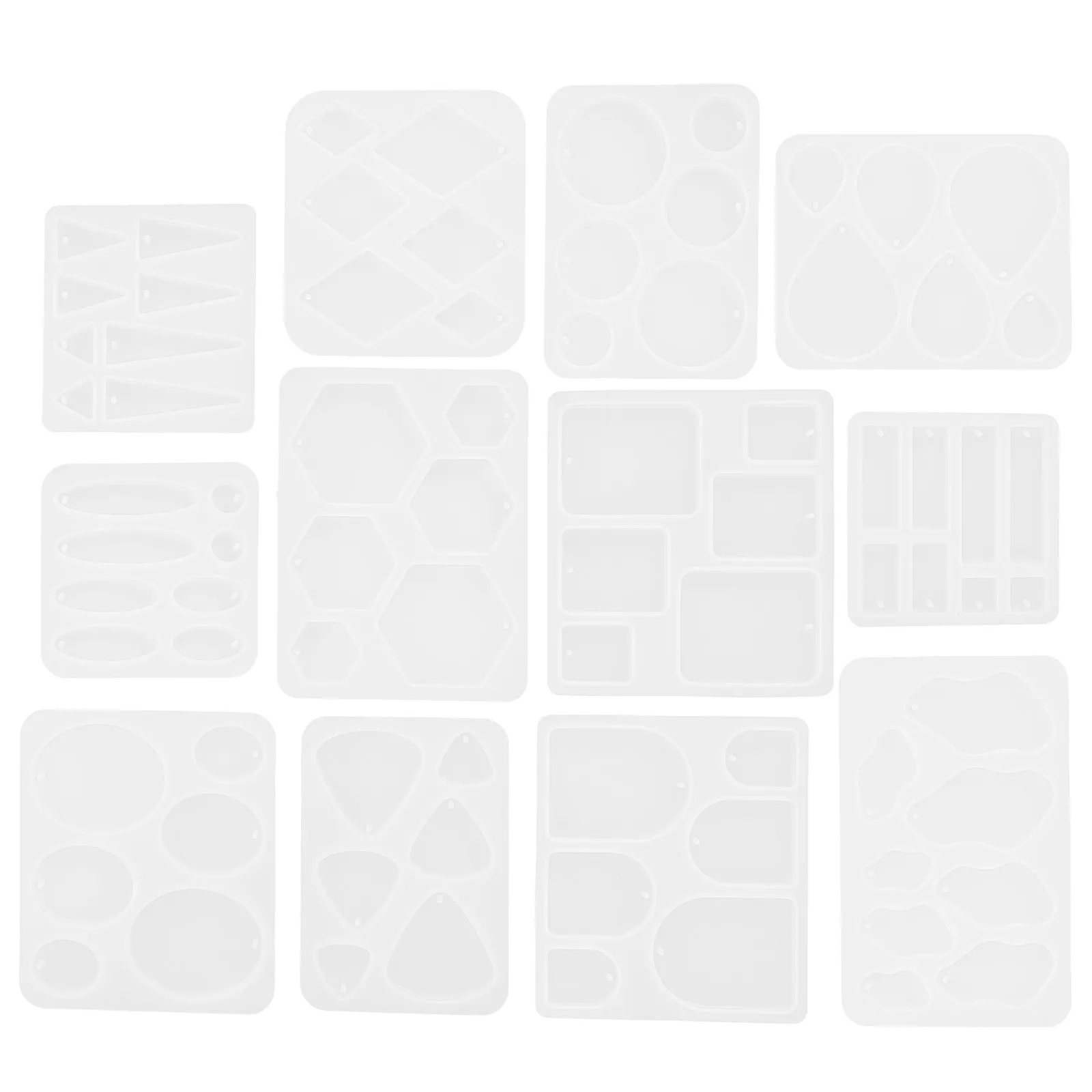 12pcs Epoxy Resin Molds for DIY Jewelry Making – Necklace Charm Silicone Mold, Easy Clean & Pigment-Friendly