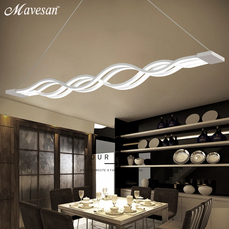 Creative Modern Chandelier LED Art Pendant Light For Restaurant Table Bar Wave Shaped Acrylic Hanging Lamp Home Decor Fixtures