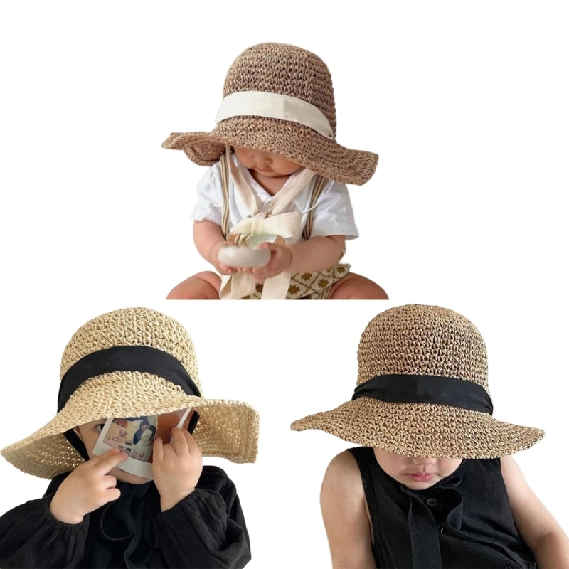 

Wide Brim SunProtection Hat Summer Hat Straw Woven Cap for Little Girl Infant Toddlers Baby Beach Sun Hats Travel Hat