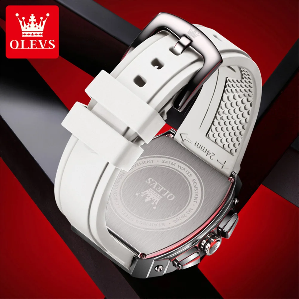 OLEVS 2976 New Mens Watch  Silicone Strap Quartz Watch Hollow Out Watches Waterproof Luminous Sports Watches For Men Original