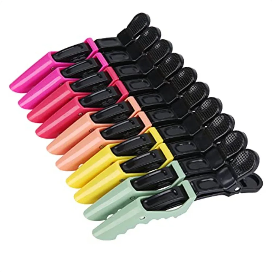 

Hair Clips for Women Wide Teeth DoubleHinged Design Alligator Styling Sectioning Clips of Profional Hair Salon Quality 10Pack R