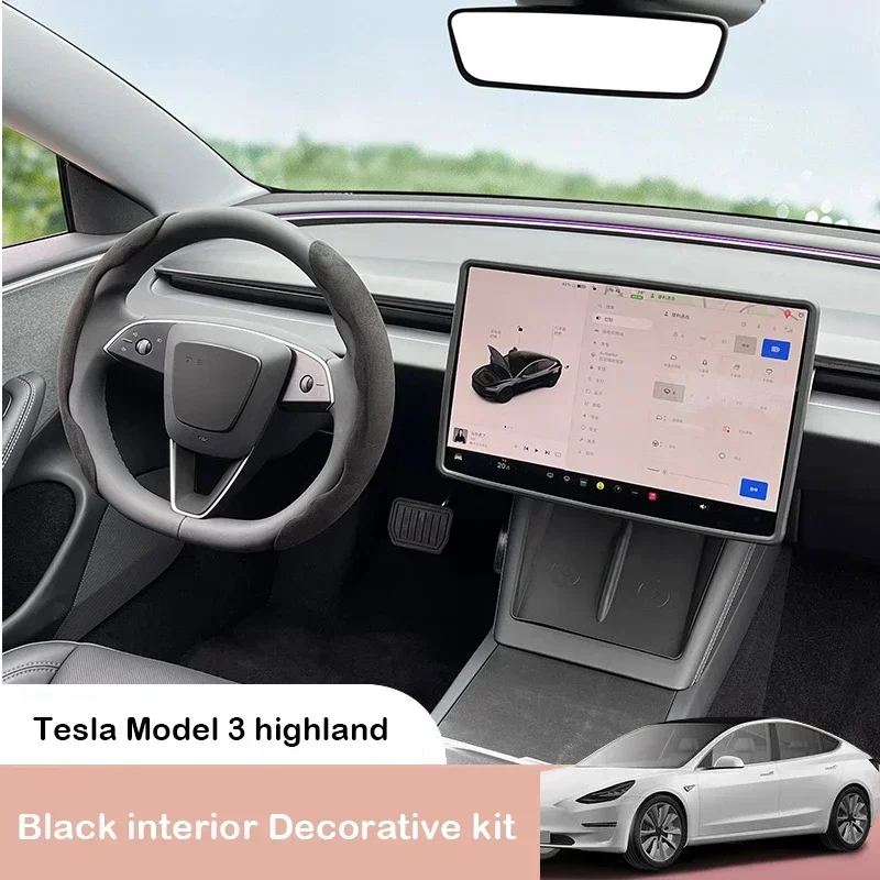 Voor Tesla Model 3 Highland Middenconsole Opbergdoos Stuurwiel Screen Protector Decoratieve Voetsteun Zetel Interieur Cover