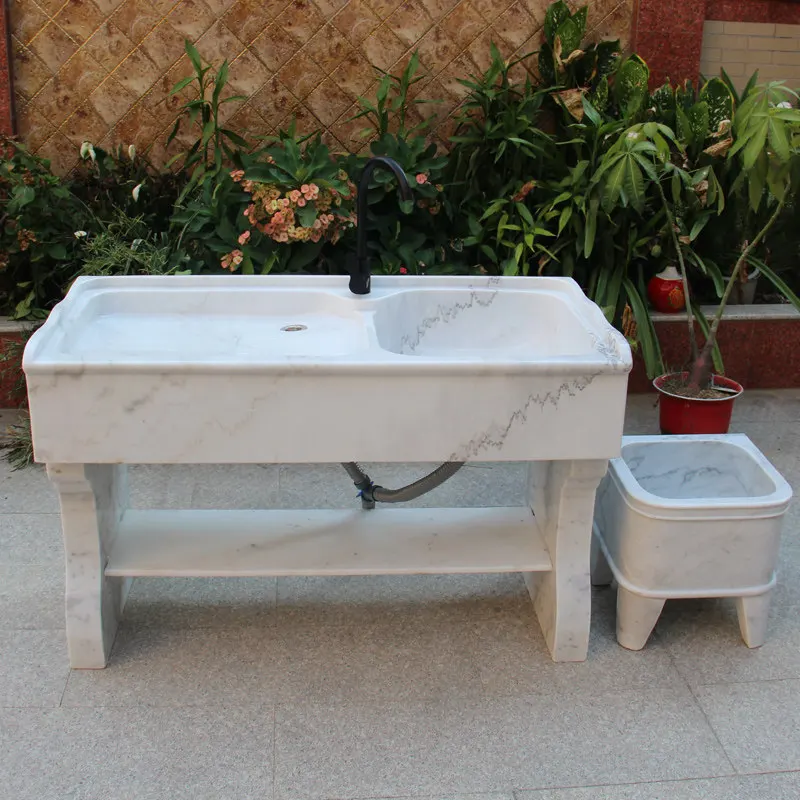 

Laundry pool Balcony Integrated sink Marble white stone wash basin Household