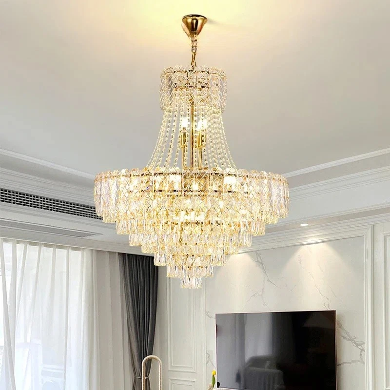 

2025 Modern Crystal Chandeliers Lamp Led Cristal Chandelier CeIling Hanging Lighting Fixture Living Room Dining Hotel Restaurant