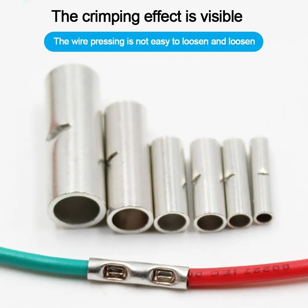 New Non-Insulated Butt Non-Insulated Wire Connector Pure Copper Tinned Ferrules Electrical Cable Terminal Wire Connector Cable