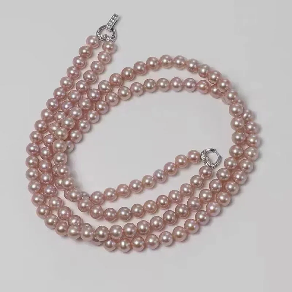 3 rows/2 rows/necklace AAAA7-8mm natural South Sea pearl necklace 925s button