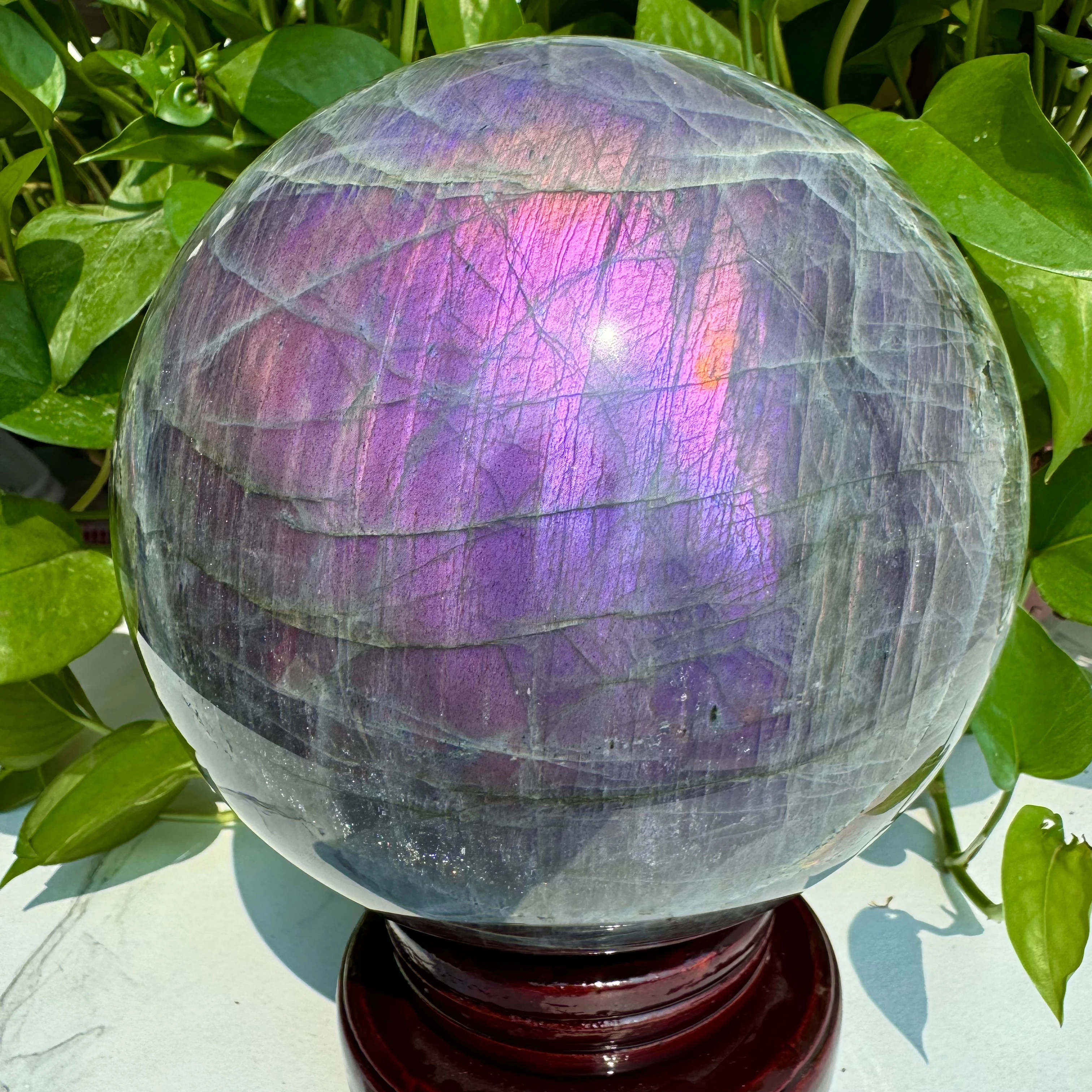 

Natural Crystal Sphere purple labradorite sphere Healing Crystal Ball Home Decoration