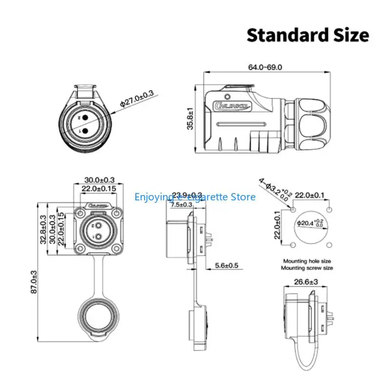 10AWG LP20 2 Pin Power Cable for Solar Port Connection and Battery Wiring Y4QF