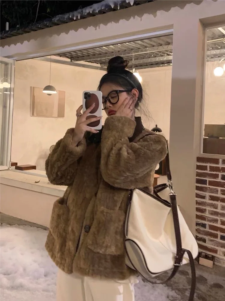 2025 ملابس نسائية معطف فرو صناعي سميك فضفاض شتاء جديد 1130 #2