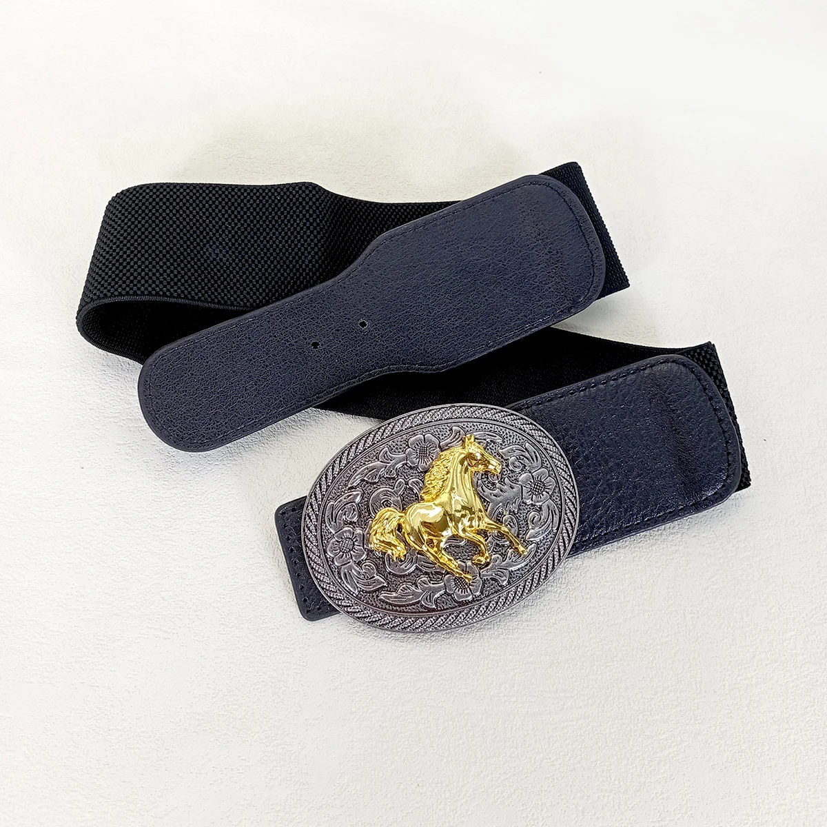 أزياء المرأة السيدات الذهب الثور مشبك واسعة تمتد مطاطا مشد الخصر حزام الشتاء فستان الديكور هدية للنساء