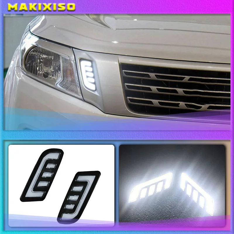 

2PCS For Nissan NAVARA NP300 D23 2015 2016 2017 2018 2019 DRL Daytime Running Lights mask grille LED lamp with turning signal