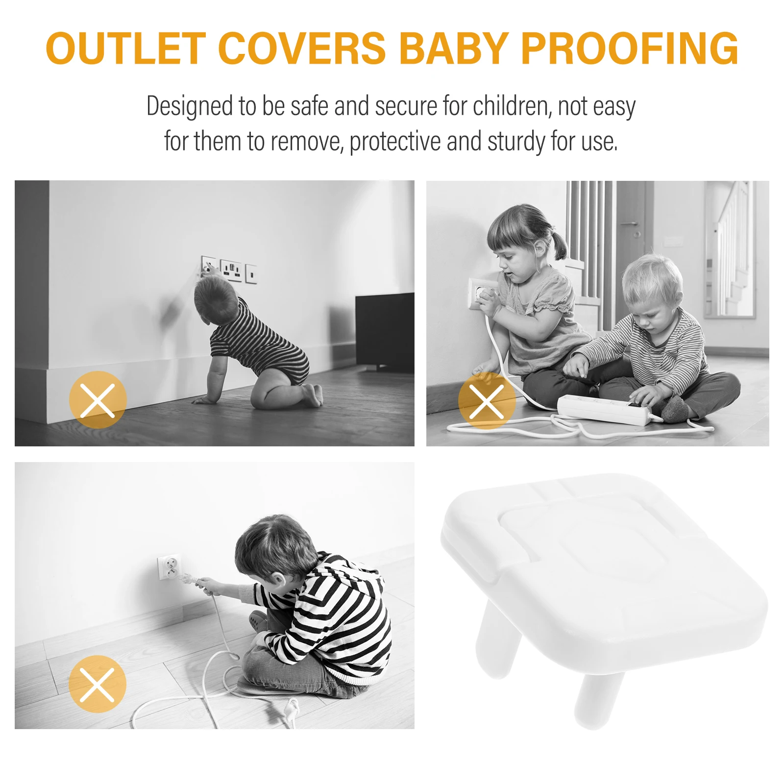 

12pcs Safety Covers Plug Covers Proofing Transparent Proof Outlet Plugs Electric Child Protector Caps 3 Hole Wide US