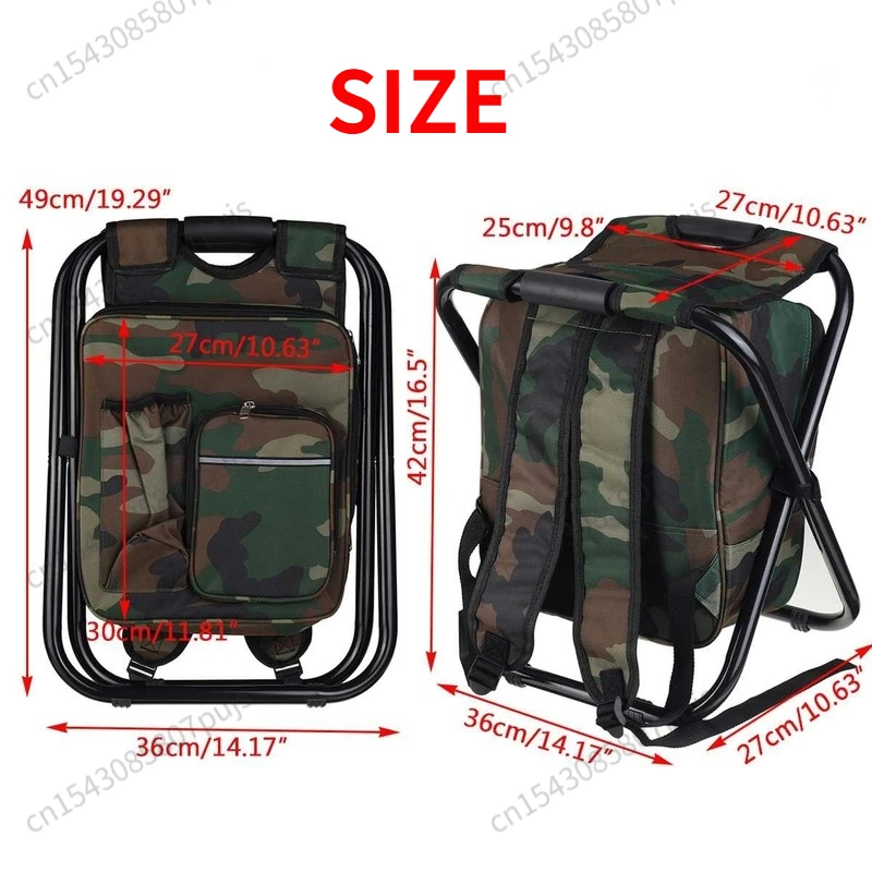 2 in 1 Folding Fishing Chair Bag Fishing Backpack Chairs Stool Convenient Wear-resistantv for Outdoor Hunting Climbing Equipment