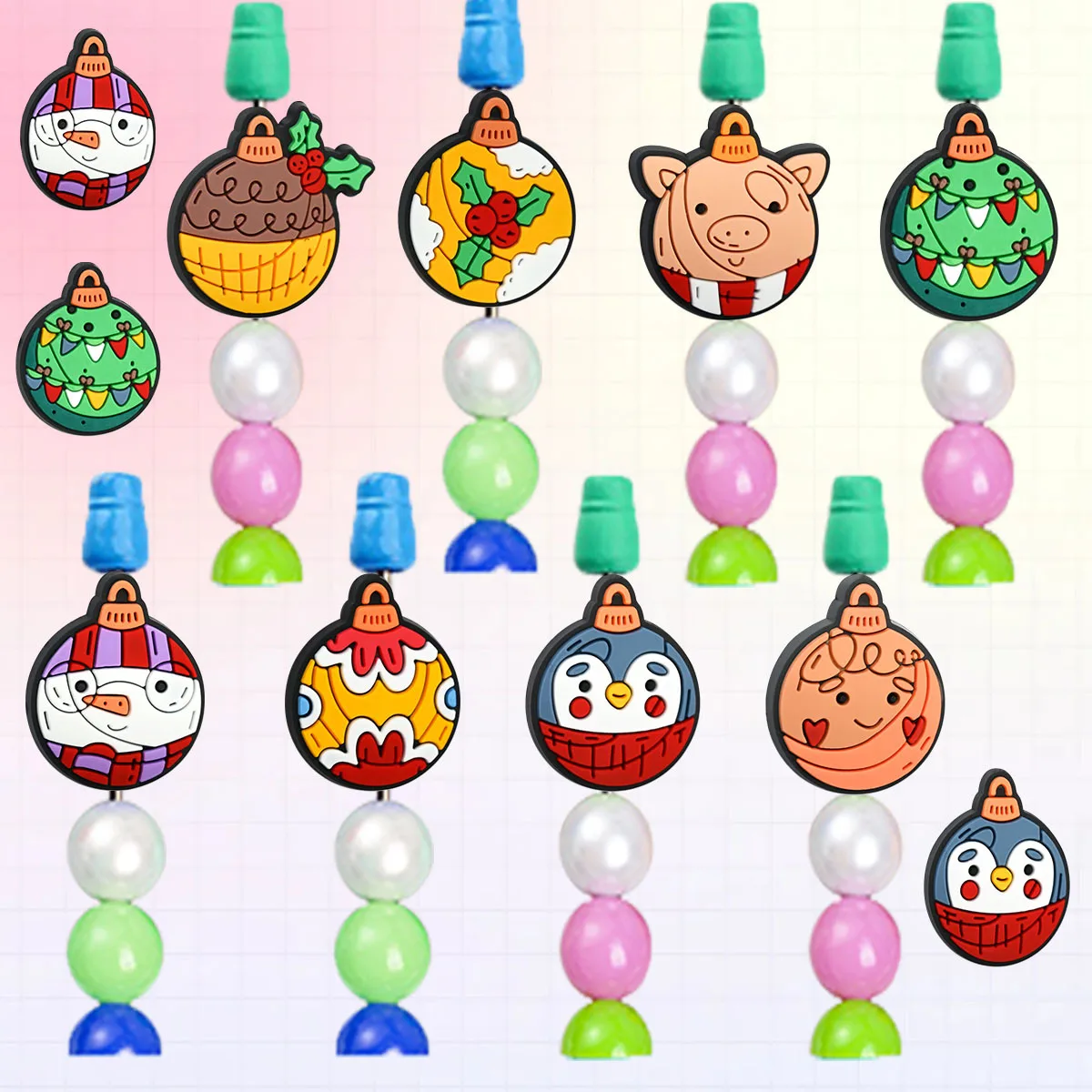 

10Pcs Silicone Beads Cartoon piglet Focal Beads Jewellery Making DIY Keychain Beaded Pen Bracelets Fashion Jewelry Accessories