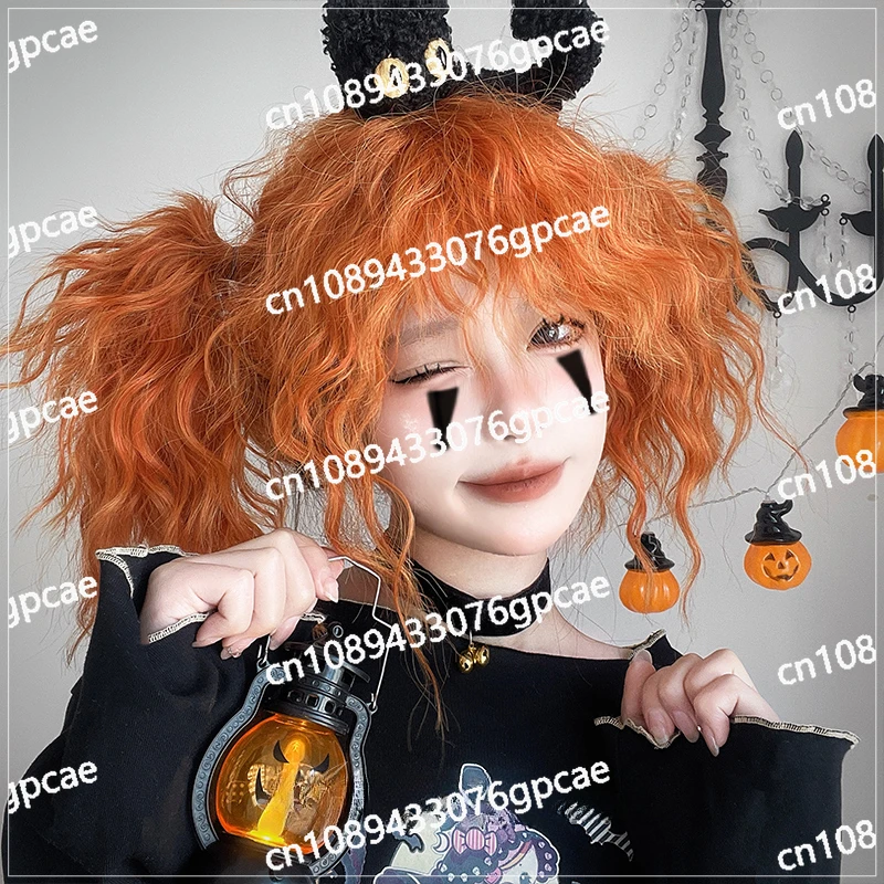 Wig Long Hair Lolita Pumpkin Devil Halloween Full Hood Long Curly Hair